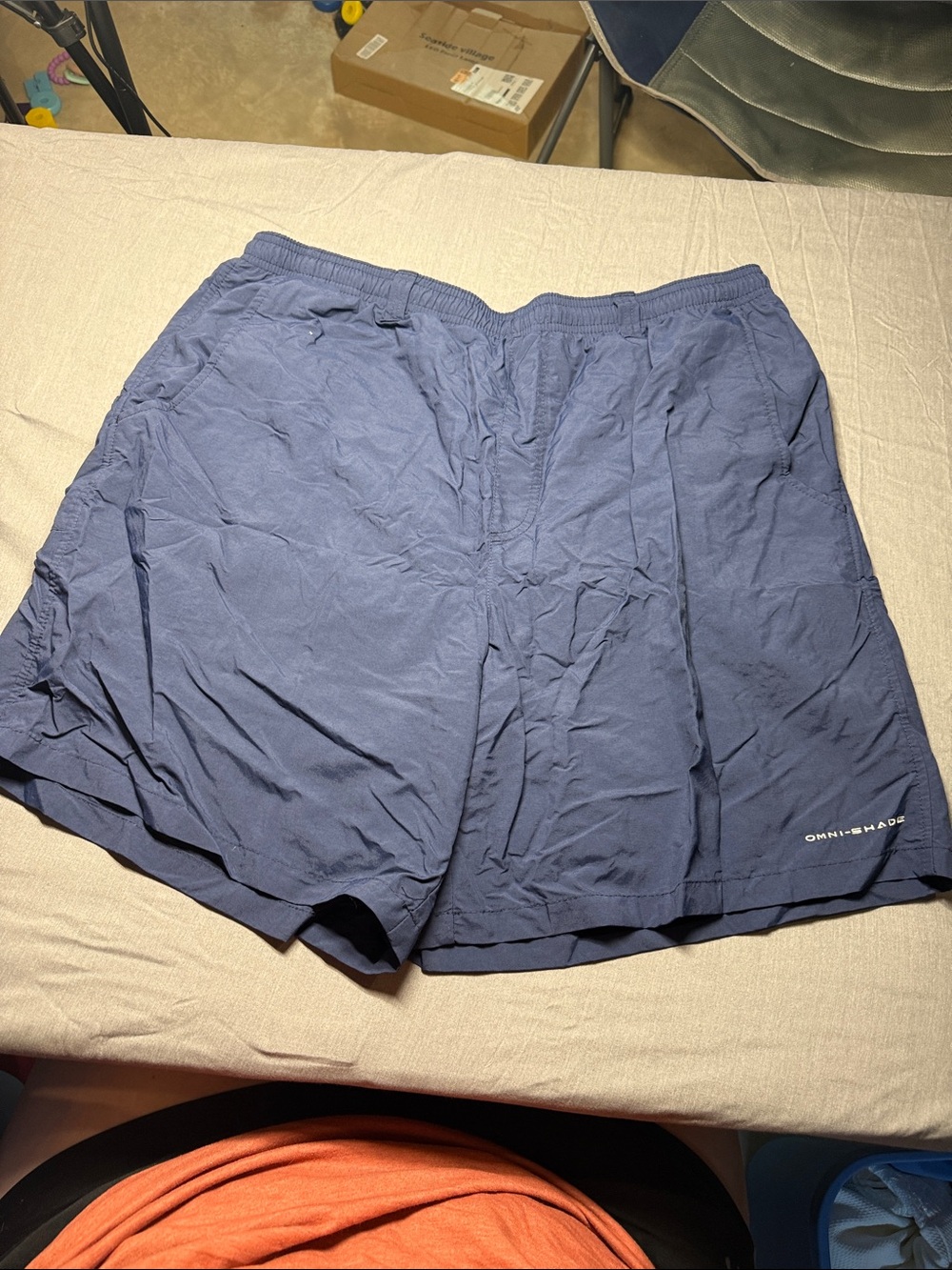 Columbia Navy Blue Athletic Shorts with White Mesh Lining